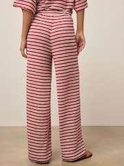 Rouge/écru à rayures - Pantalons Jambe large aspect maille - Image 3 sur 8