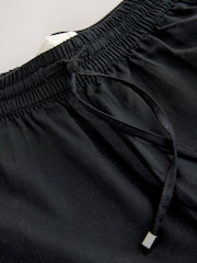 Black Pull On Wide Leg Trousers With Linen - Image 5 of 6