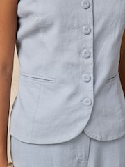 Açıq Mavi - Kətan Qarışığı Bandeau Gödəkçə - 8şəkildən 5 şəkil