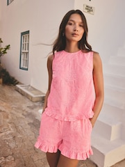 Pink/White Gingham Top With Embroidery - Image 1 of 9