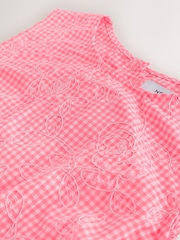 Pink/White Gingham Top With Embroidery - Image 7 of 9