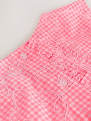 Pink/White Gingham Top With Embroidery - Image 8 of 9