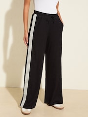 Friends Like These Black Petite Wide Leg Side Stripe Jersey Trousers - Image 1 of 5