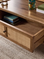 Clarke and Clarke Cane and Mango Wood Aspley Storage Coffee Table - Image 3 of 8