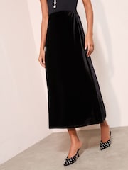 Friends Like These Black Petite Velvet Maxi Skirt - Image 1 of 4
