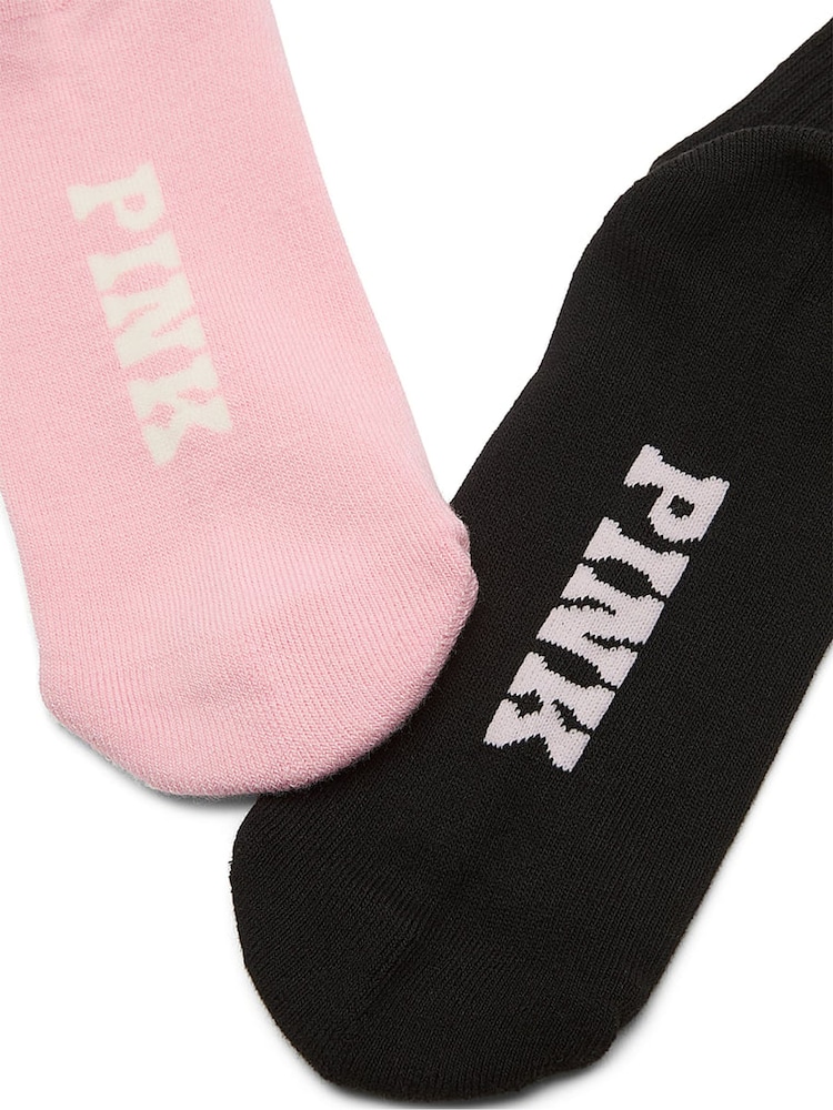 Victoria's Secret PINK Dollhouse Pink/ Black 2 Pack Quarter Socks - Image 2 of 2