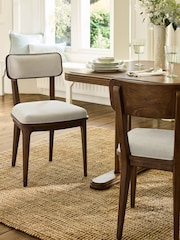 Laura Ashley Hundon Chenille Natural Barcombe Non Arm Carver Dining Chair - Image 1 of 7