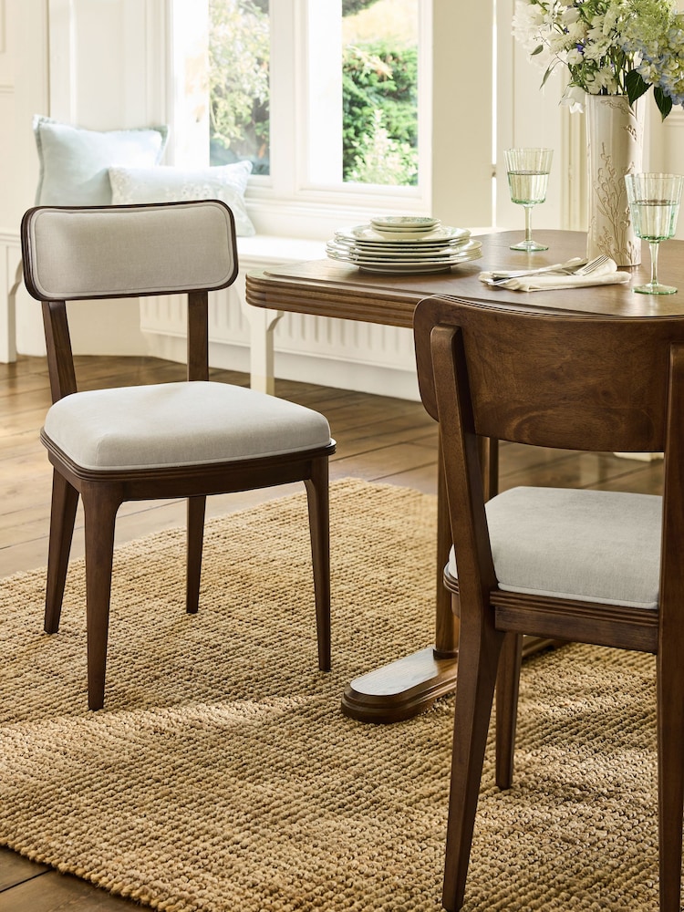 Laura Ashley Hundon Chenille Natural Barcombe Non Arm Carver Dining Chair - Image 1 of 7