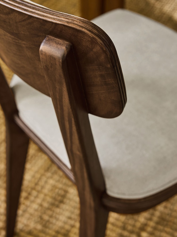 Laura Ashley Hundon Chenille Natural Barcombe Non Arm Carver Dining Chair - Image 2 of 7