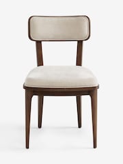 Laura Ashley Hundon Chenille Natural Barcombe Non Arm Carver Dining Chair - Image 4 of 7