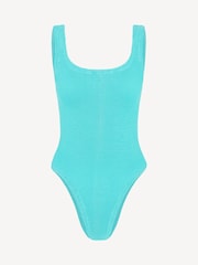 Hunza G Blue Metallic Crinkle Cocoa Square Neck Swimsuit - Image 5 of 5