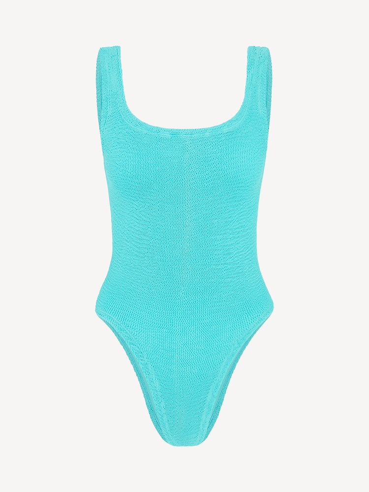 Hunza G Blue Metallic Crinkle Cocoa Square Neck Swimsuit - Image 5 of 5