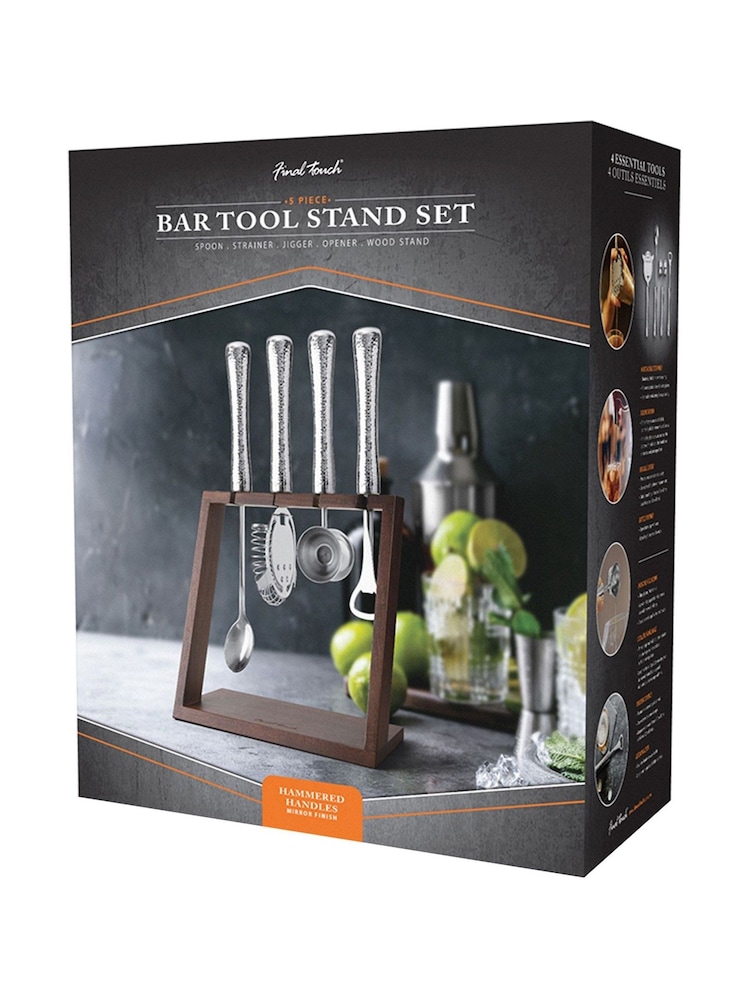 Jeray 4 Piece Brown and Stainless Steel Hammered Bar Tool Set - Image 3 of 3 Jeray 4 Piece Brown and Stainless Steel Hammered Bar Tool Set - Image 3 of 3