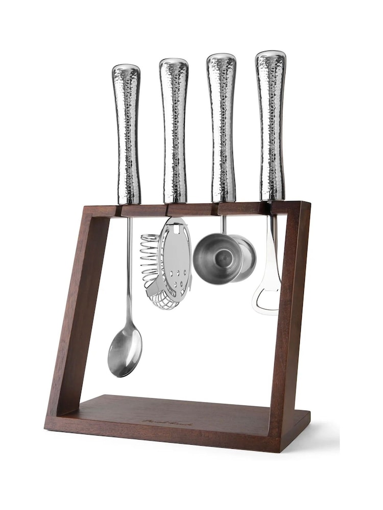 Jeray 6 Piece Brown Black/White Hammered Bar Tool Set - Image 2 of 3 Jeray 6 Piece Brown Black/White Hammered Bar Tool Set - Image 2 of 3