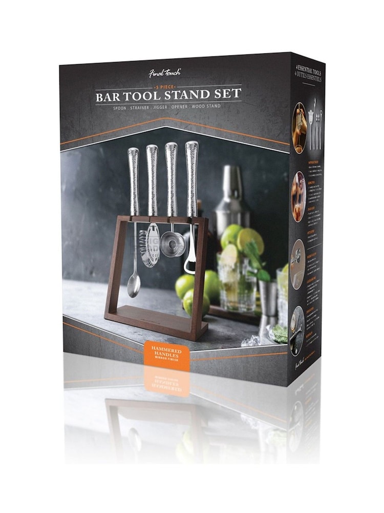 Jeray 6 Piece Brown Black/White Hammered Bar Tool Set - Image 3 of 3 Jeray 6 Piece Brown Black/White Hammered Bar Tool Set - Image 3 of 3