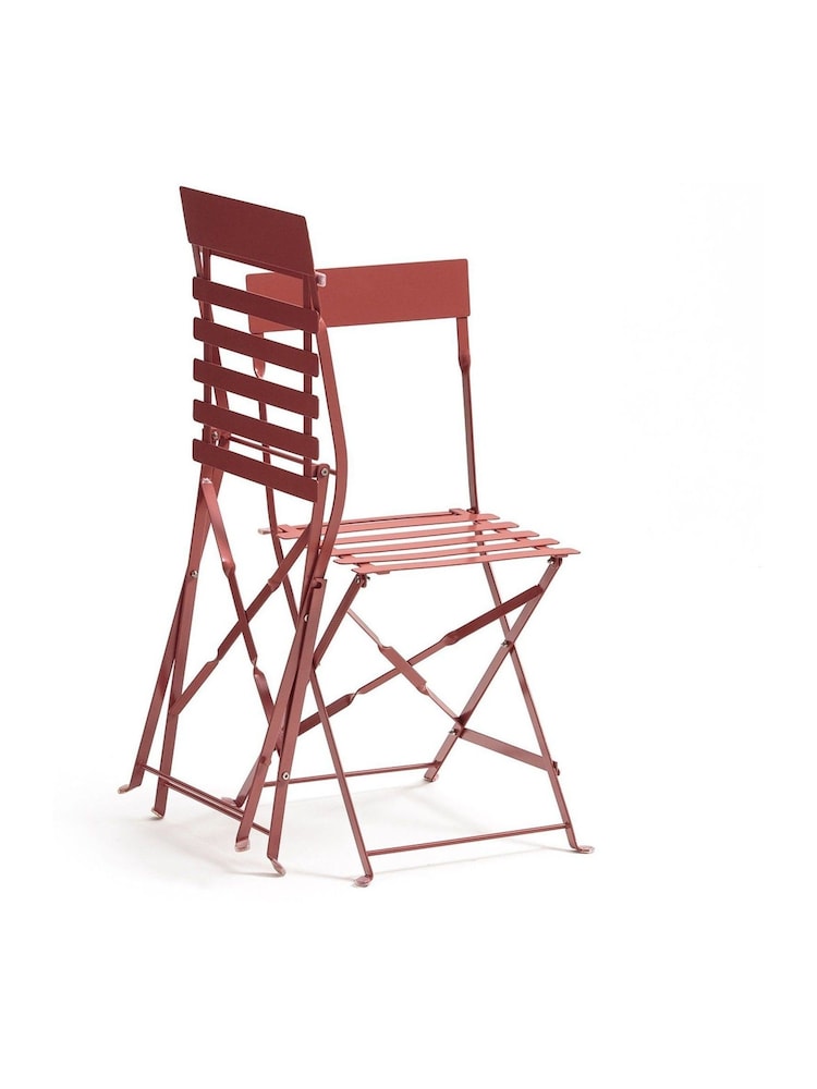 La Redoute Intérieurs Set of 2 Terracotta Ozevan Folding Metal Garden Chairs - Image 2 of 4