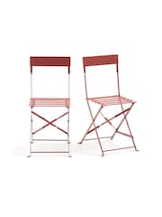 La Redoute Intérieurs Set of 2 Terracotta Ozevan Folding Metal Garden Chairs - Image 4 of 4