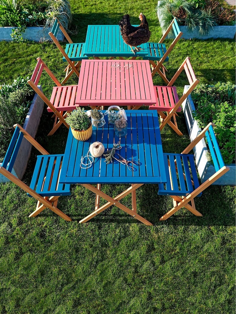 La Redoute Intérieurs 3 Piece Blue Dudena Acacia Garden Furniture Set - Image 1 of 6