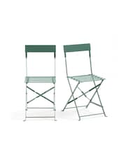 La Redoute Intérieurs Set of 2 Green Eucalyptus Ozevan Folding Metal Garden Chairs - Image 3 of 4