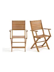 La Redoute Intérieurs Set of 2 Acacia Napli Garden Armchairs - Image 1 of 4