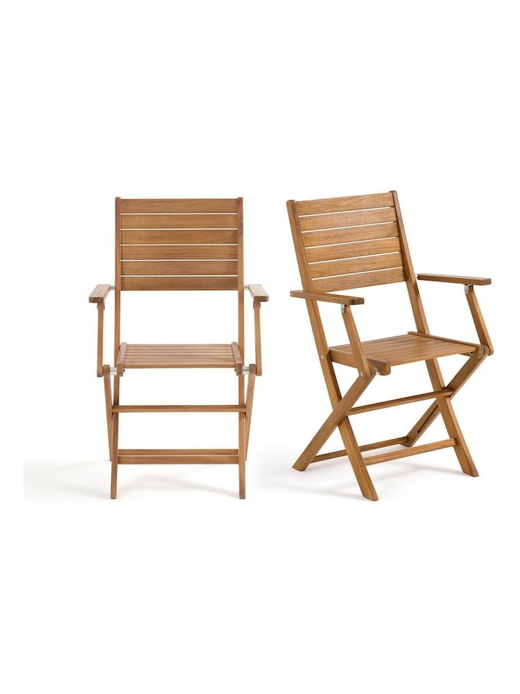 La Redoute Intérieurs Set of 2 Acacia Napli Garden Armchairs - Image 1 of 4