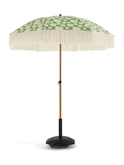 La Redoute Intérieurs Green/White Larna Patterned Fringed Parasol - Image 1 of 5