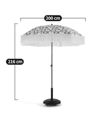 La Redoute Intérieurs Green/White Larna Patterned Fringed Parasol - Image 5 of 5