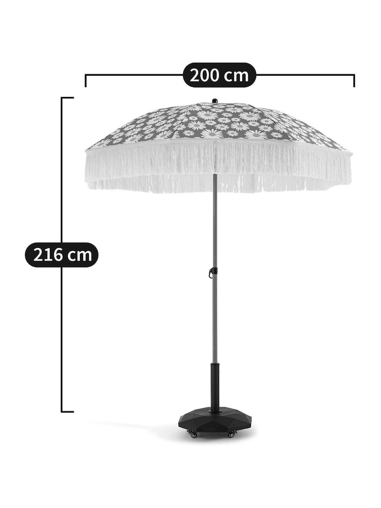 La Redoute Intérieurs Green/White Larna Patterned Fringed Parasol - Image 5 of 5