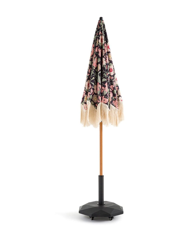 La Redoute Intérieurs Navy Pink Larna Patterned Fringed Parasol - Image 2 of 5