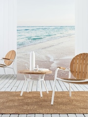 La Redoute Intérieurs White Natural Chassagne Solid Teak  Aluminium Garden Coffee Table - Image 1 of 5