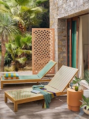 La Redoute Intérieurs Multicolour Briana Sun Lounger in Acacia and Woven Resin - Image 1 of 6