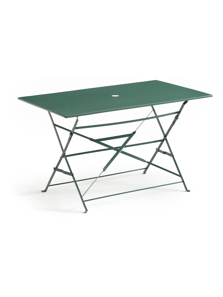 La Redoute Intérieurs Green Eucalyptus Ozevan Rectangular Folding Metal Garden Table - Image 2 of 4