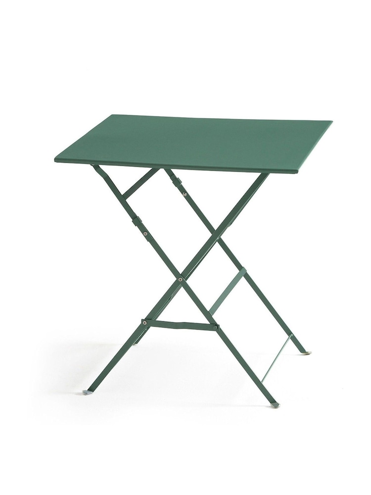 La Redoute Intérieurs Green Eucalyptus Ozevan Square Folding Metal Garden Table - Image 1 of 3