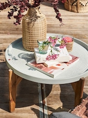 La Redoute Intérieurs Grey Natural Medan Cement Fibre and Acacia Outdoor Side Table - Image 1 of 5