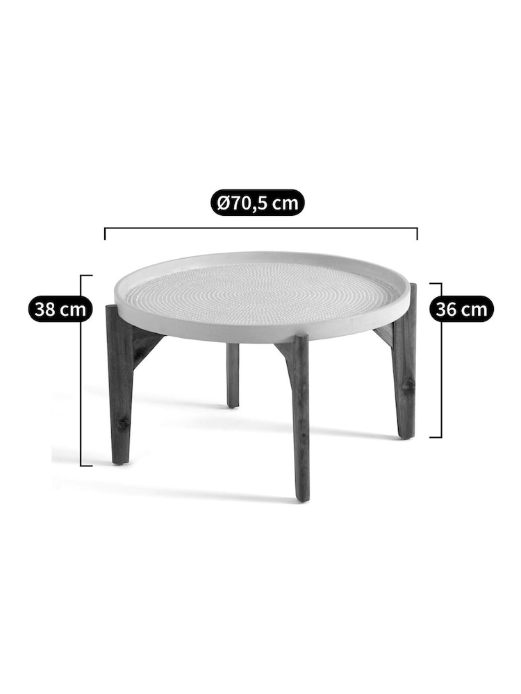 La Redoute Intérieurs Grey Natural Medan Cement Fibre and Acacia Outdoor Side Table - Image 5 of 5