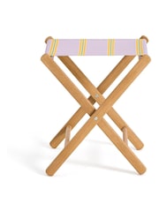 La Redoute Intérieurs Purple Stripe Veniza Acacia and Canvas Directors Chair - Image 1 of 5