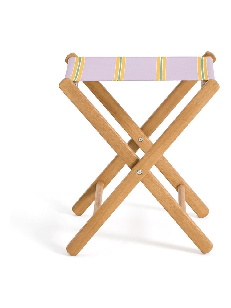 La Redoute Intérieurs Purple Stripe Veniza Acacia and Canvas Directors Chair - Image 1 of 5