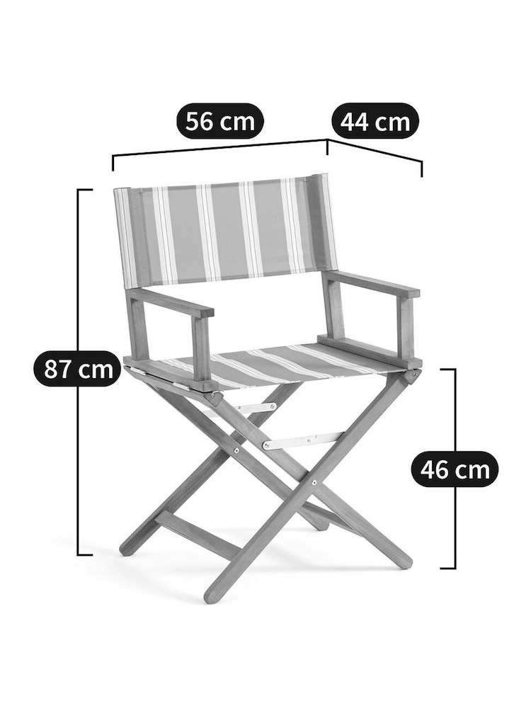 La Redoute Intérieurs Purple Stripe Veniza Acacia & Canvas Directors Chair - Image 4 of 4 La Redoute Intérieurs Purple Stripe Veniza Acacia & Canvas Directors Chair - Image 4 of 4