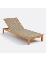 La Redoute Intérieurs Pink Briana Sun Lounger in Acacia and Woven Resin - Image 2 of 6