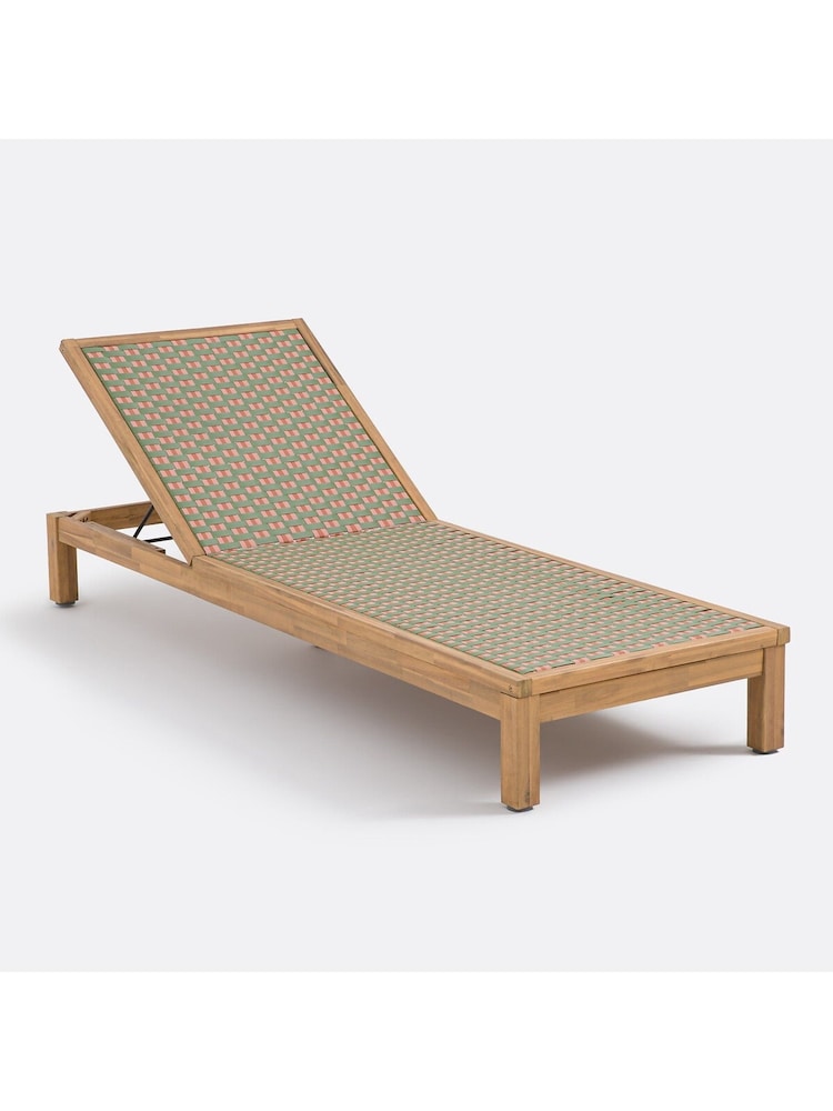 La Redoute Intérieurs Pink Briana Sun Lounger in Acacia and Woven Resin - Image 2 of 6