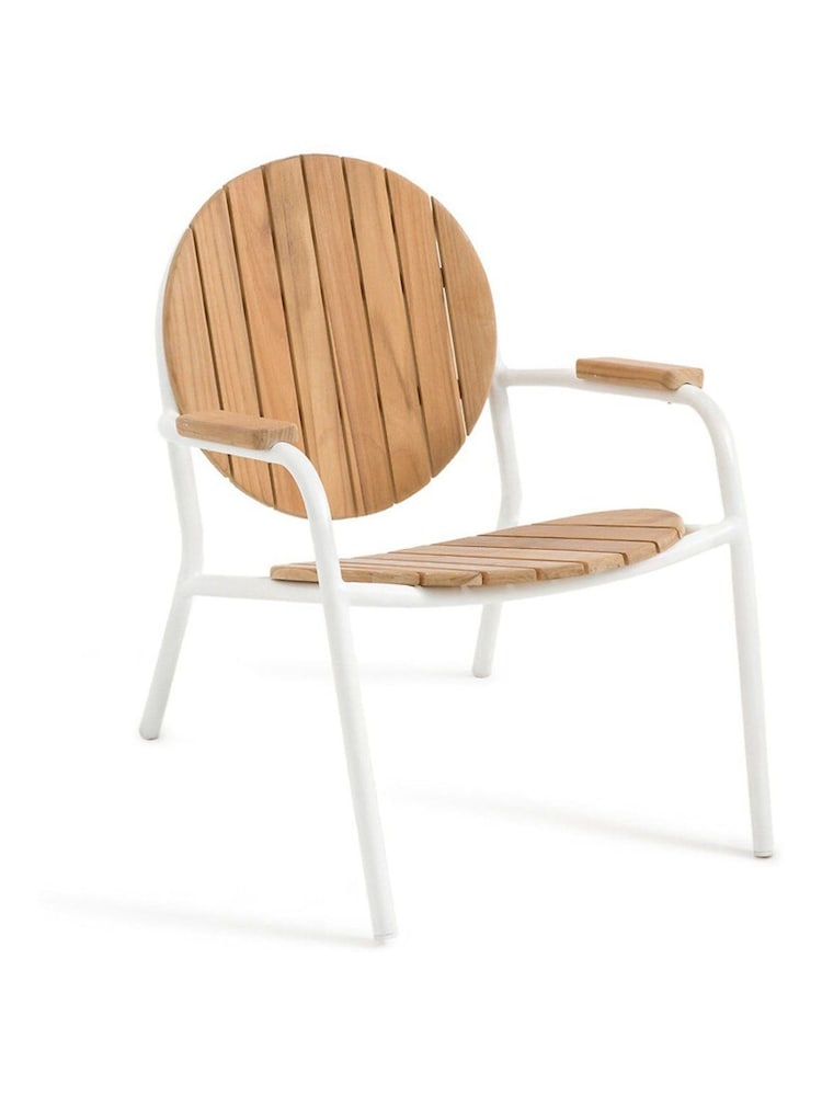 La Redoute Intérieurs White Natural Chassagne Solid Teak and Aluminium Garden Armchair - Image 2 of 6