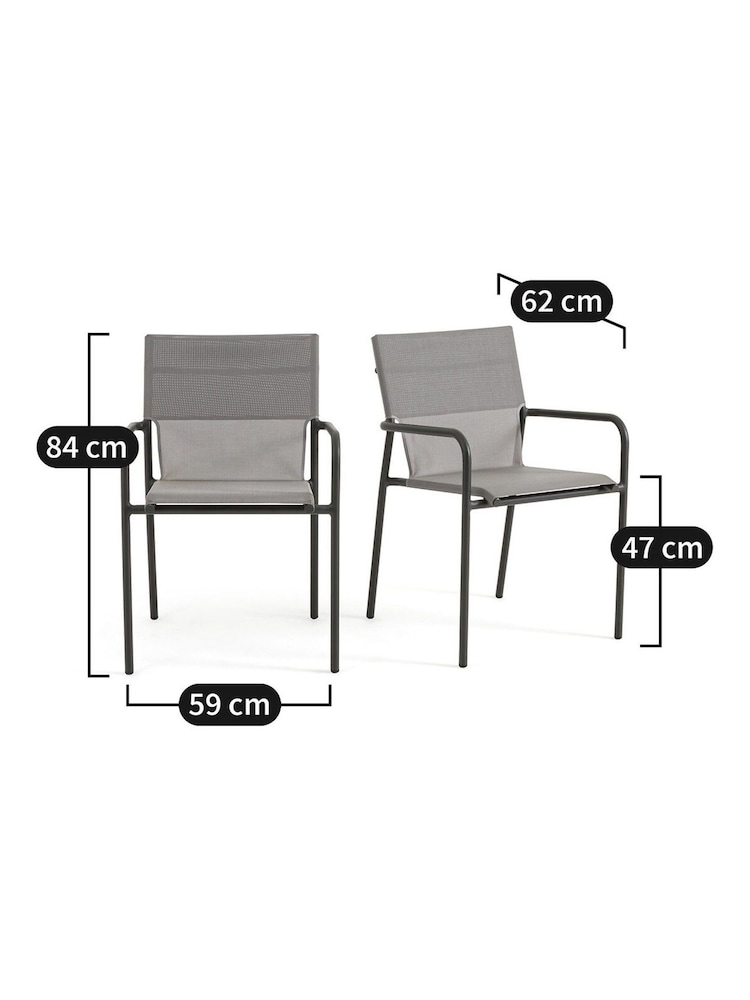 La Redoute Intérieurs Set of 2 Pearl Grey Zory Aluminium Garden Armchairs - Image 5 of 5 La Redoute Intérieurs Set of 2 Pearl Grey Zory Aluminium Garden Armchairs - Image 5 of 5