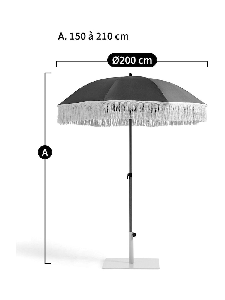 La Redoute Intérieurs Ochre Biara Fringed Parasol Garden Umbrella - Image 6 of 6