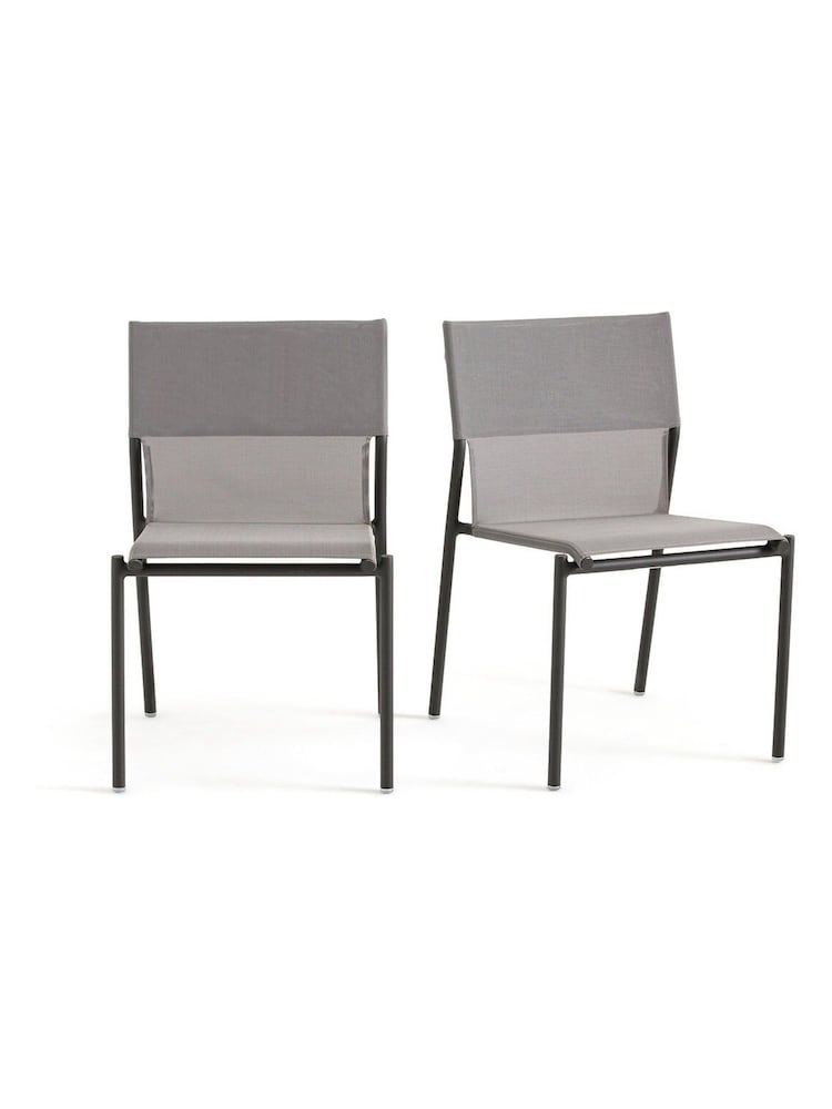 La Redoute Intérieurs Set of 2 Pearl Grey Zory Aluminium Garden Chairs - Image 1 of 5