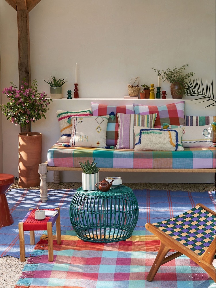 La Redoute Intérieurs Green Kamila 60cm Diameter Woven Resin Garden Coffee Table - Image 1 of 6