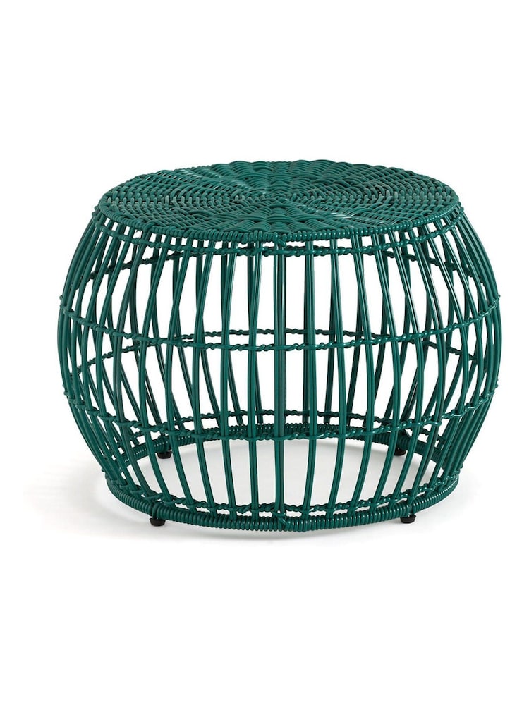 La Redoute Intérieurs Green Kamila 60cm Diameter Woven Resin Garden Coffee Table - Image 2 of 6