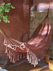 La Redoute Intérieurs Terracotta Posy Fringed Polycotton Hammock - Image 1 of 4
