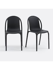La Redoute Intérieurs Set of 2 Black Polypropylene Brooklyn Garden Chairs - Image 2 of 5