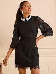 Love & Roses Black Embellished Collar Lace Mini Dress - Image 3 of 4