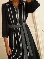 Love & Roses Black Contrast Midi Shirt Dress - Image 4 of 4